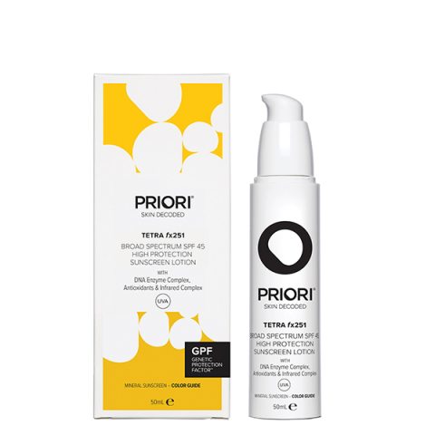 Priori TETRA  fx251 Broad Spectrum SPF 50 Color Guide